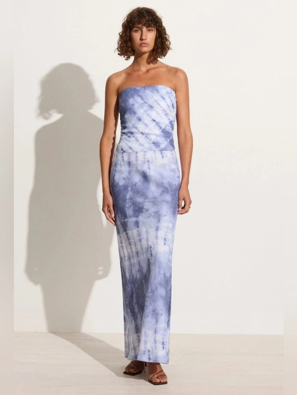 Faithfull The Brand Davina Bias Cut Linen Maxi Skirt Ceira Slate Tie Dye M